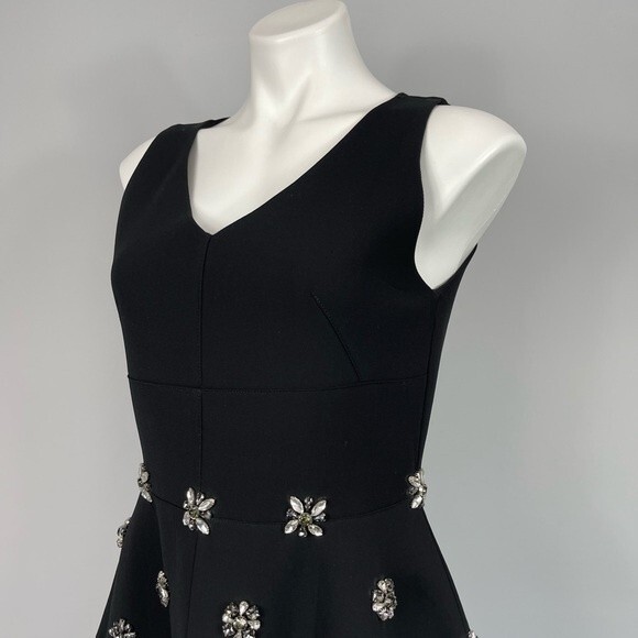Wrong Side of Right Black Scuba Neoprene Crystal Embellished Fit & Flare Dress S - Picture 6 of 16